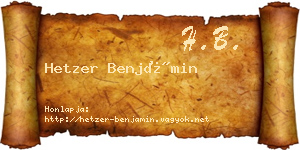 Hetzer Benjámin névjegykártya